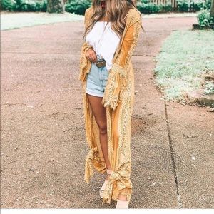 Mustard lace duster